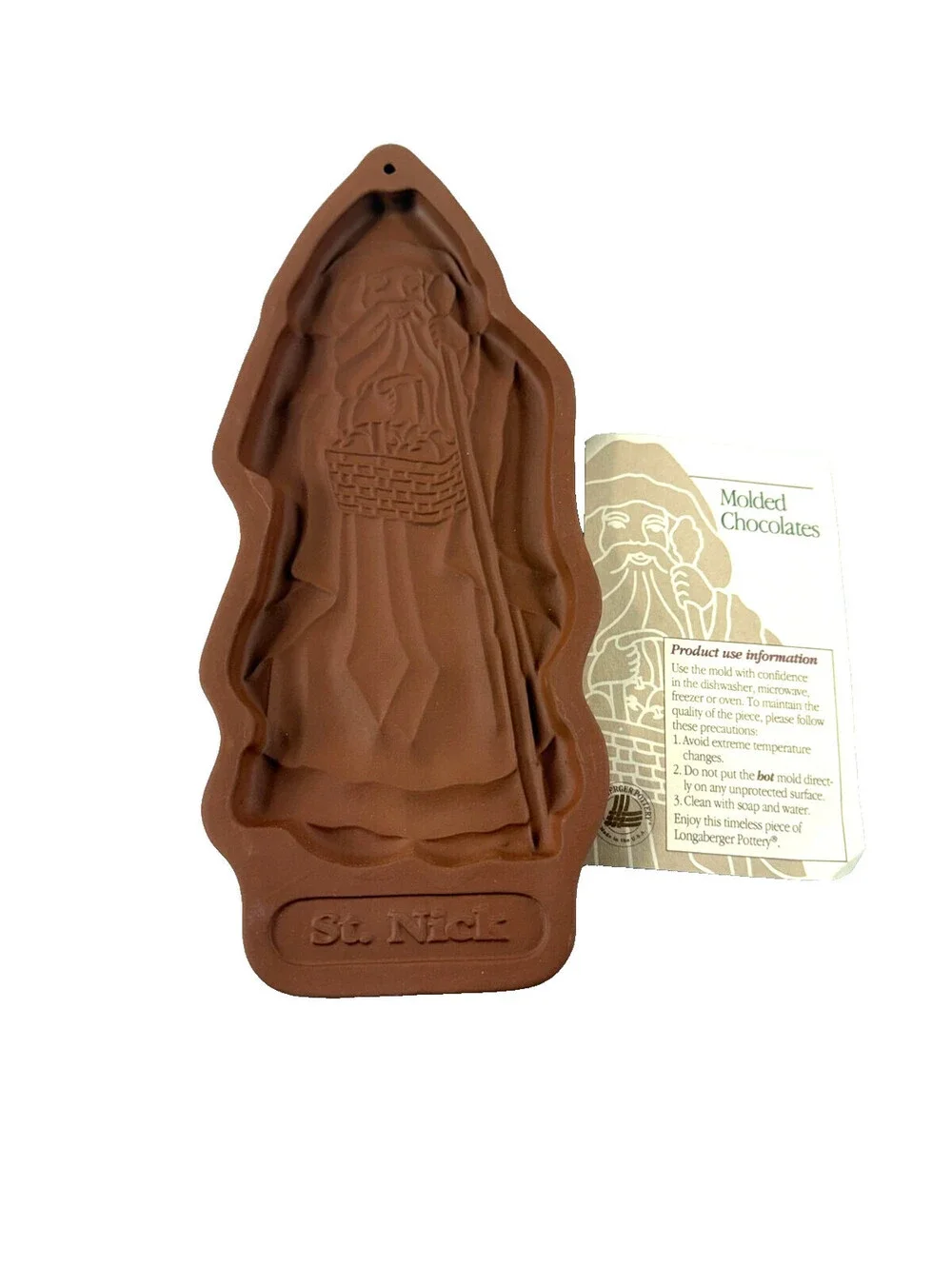 1993 Longaberger Pottery St. Nick Santa Cookie Chocolate Mold Christmas Vintage